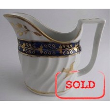 SOLD Coalport Oval Shanked Milk Jug, Blue and Gilt Decoration with 'Gilded Thistle', c1800 SOLD 